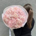 Монобукет из 9 нежно-розовых гортензий