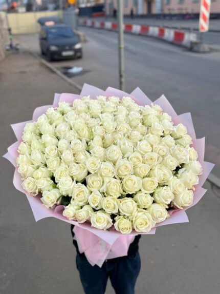 букет из 99 белых роз